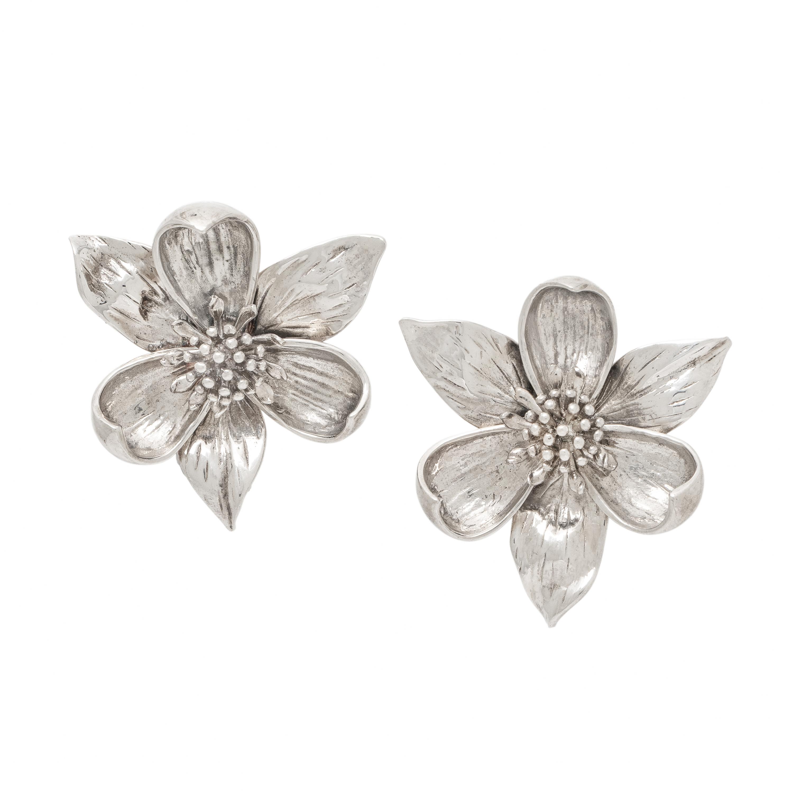 Tiffany & Co., Sterling Silver Flower Earrings