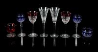 Waterford, three pairs of crystal stem glasses, together with two bowls