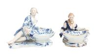 A Pair of Meissen Figural Master Salts Width 13 inches.