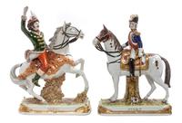 Two German Porcelain Equestrian Figures, Scheibe-Alsbach Height 11 1/4 inches. — FIRST HALF 20TH CENTURY