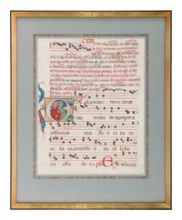 WORKSHOP OF CRISTOFORO CORTESE (active Venice, c. 1390-before 1445) A leaf from a Gradual, with a historiated initial ‘E’ of Saints Philip and James, in Latin, illuminated manuscript on parchment [Northern Italy, Venice, c. 1400-1415]
