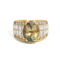LABRADORITE FELDSPAR AND DIAMOND RING
