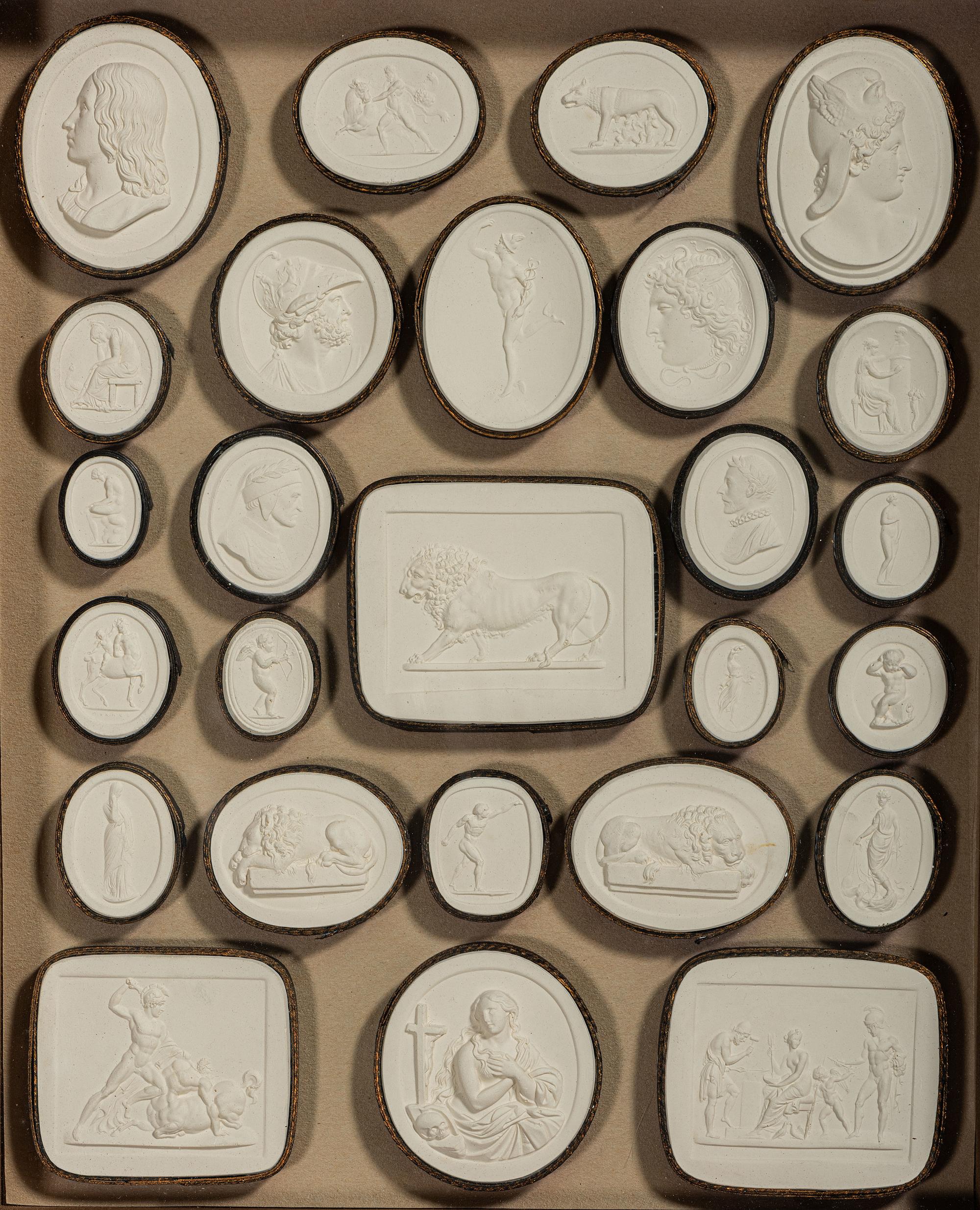 Four Framed Groups of Grand Tour Plaster Intaglios