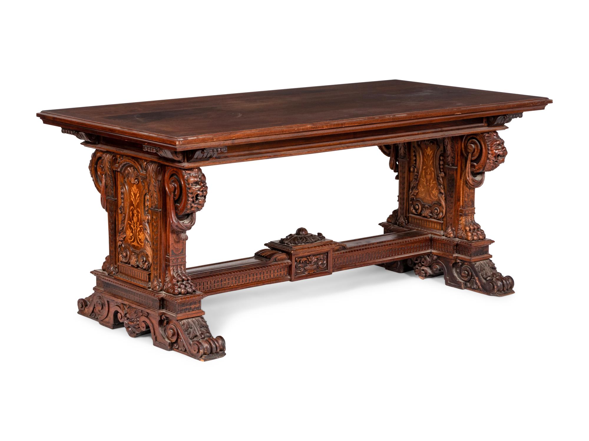 A Renaissance Revival Walnut Refectory Table