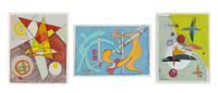 Untitled (Blue, Yellow , and Red; a group of three works)