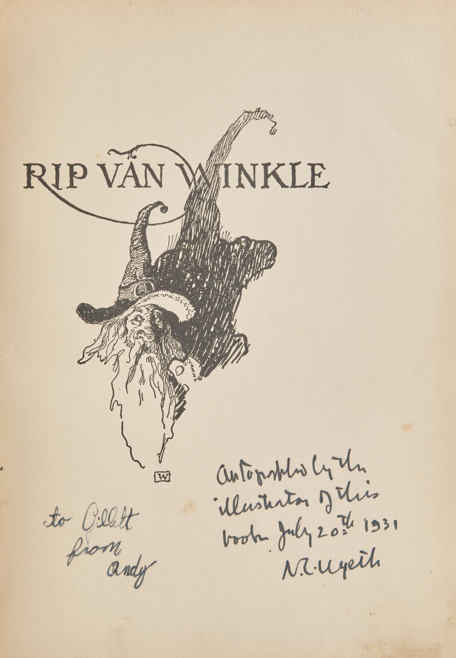 [Children's & Illustrated] (Wyeth, N.C.) Irving, Washington. Rip Van Winkle . Signed by N.C. and Andrew Wyeth