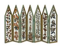 A Green-Painted and Glass Six-Panel Small Table Screen