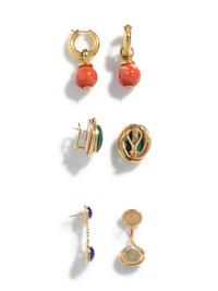 COLLECTION OF YELLOW GOLD AND GEMSTONE EARRINGS
