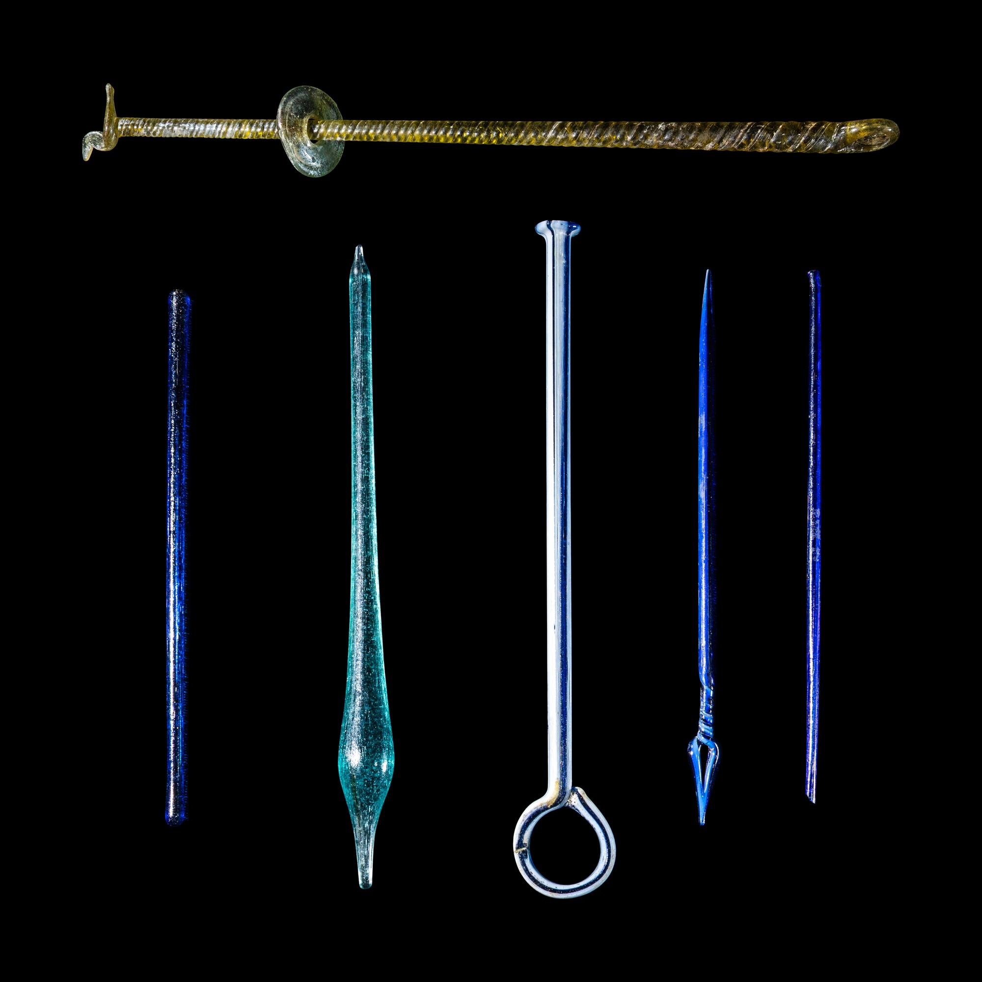 Six Roman Glass Stirring Rods and Applicators