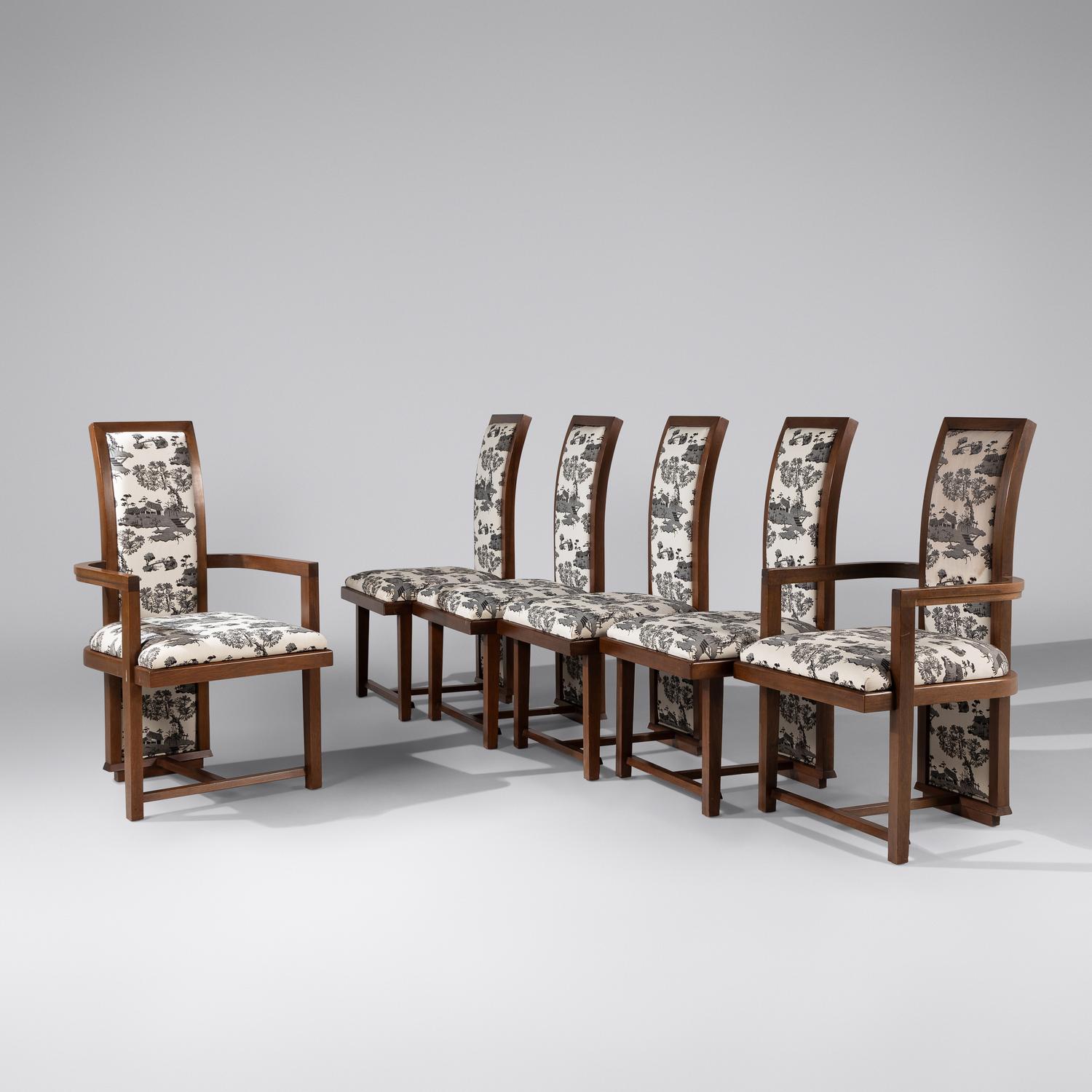 Taliesin dining chairs, set of six, c. 1955 Heritage Henredon USA