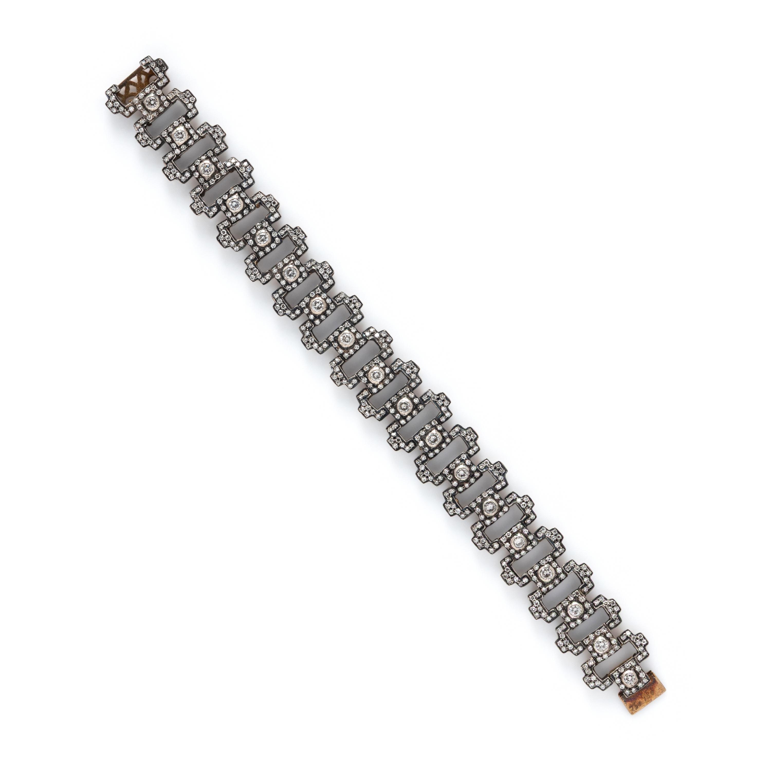 BLACKENED GOLD AND DIAMOND BRACELET