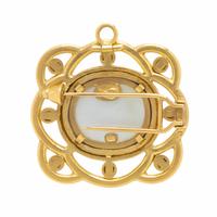 Elizabeth Locke, Venetian Glass Intaglio, Cultured Pearl, and Yellow Gold Brooch