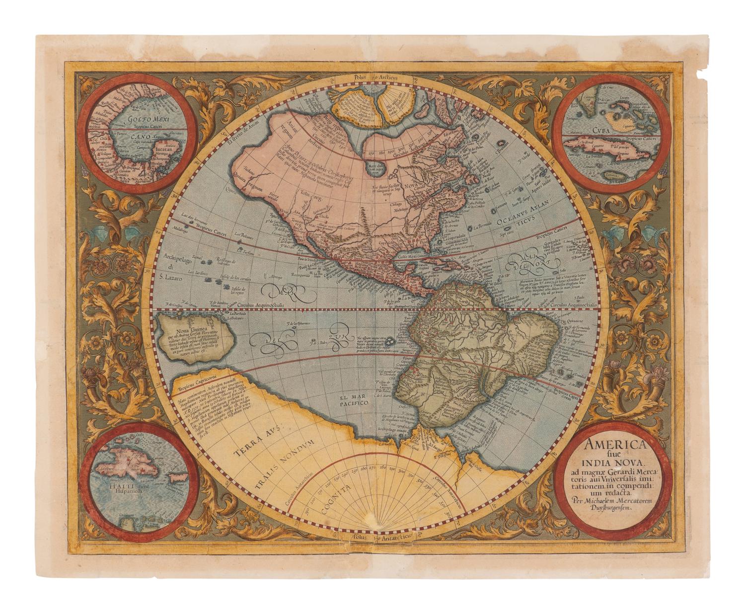 [Maps & Atlases] Mercator, Gerard. Group of 4 Hand-Colored Engraved Maps