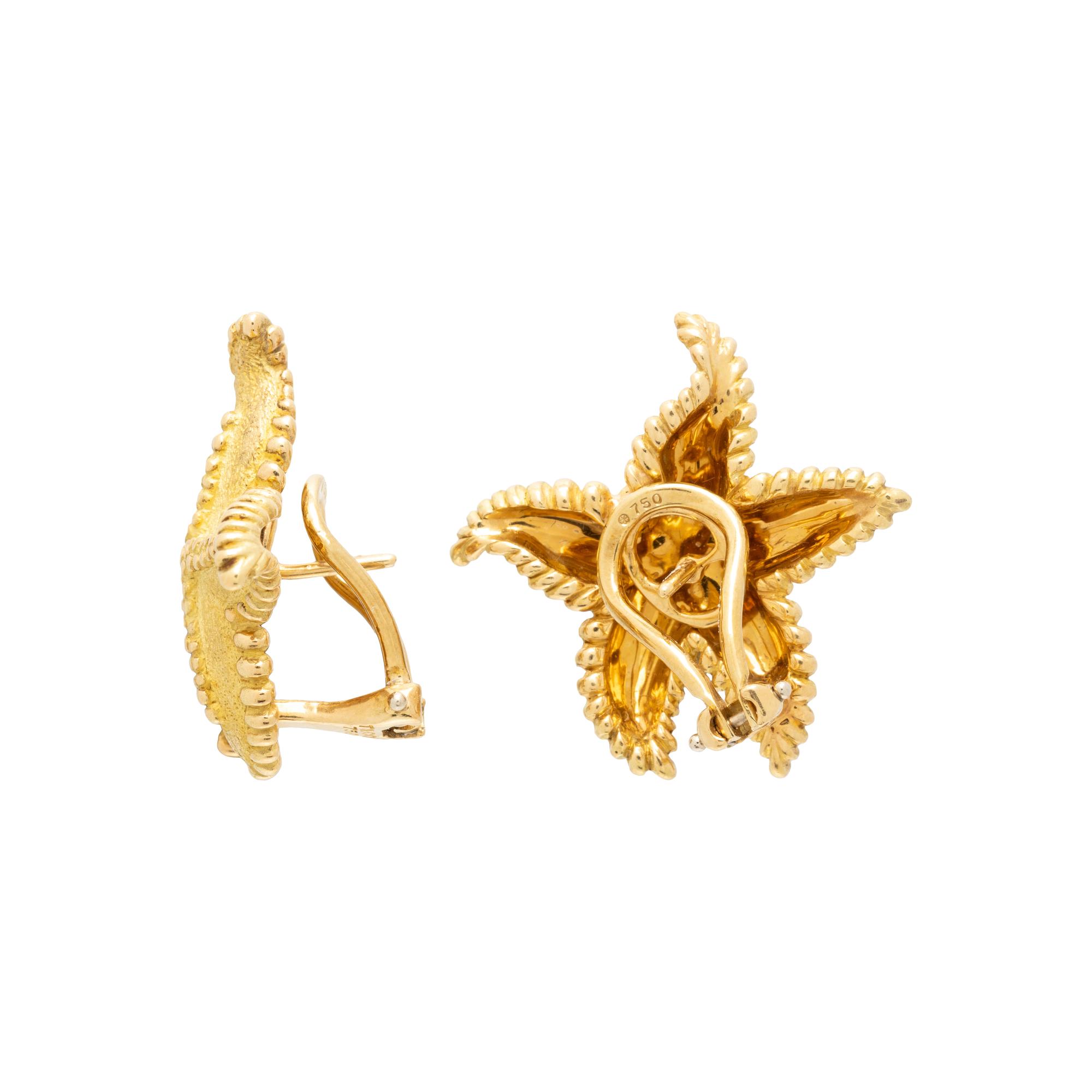 TIFFANY & CO., YELLOW GOLD STARFISH EARRINGS