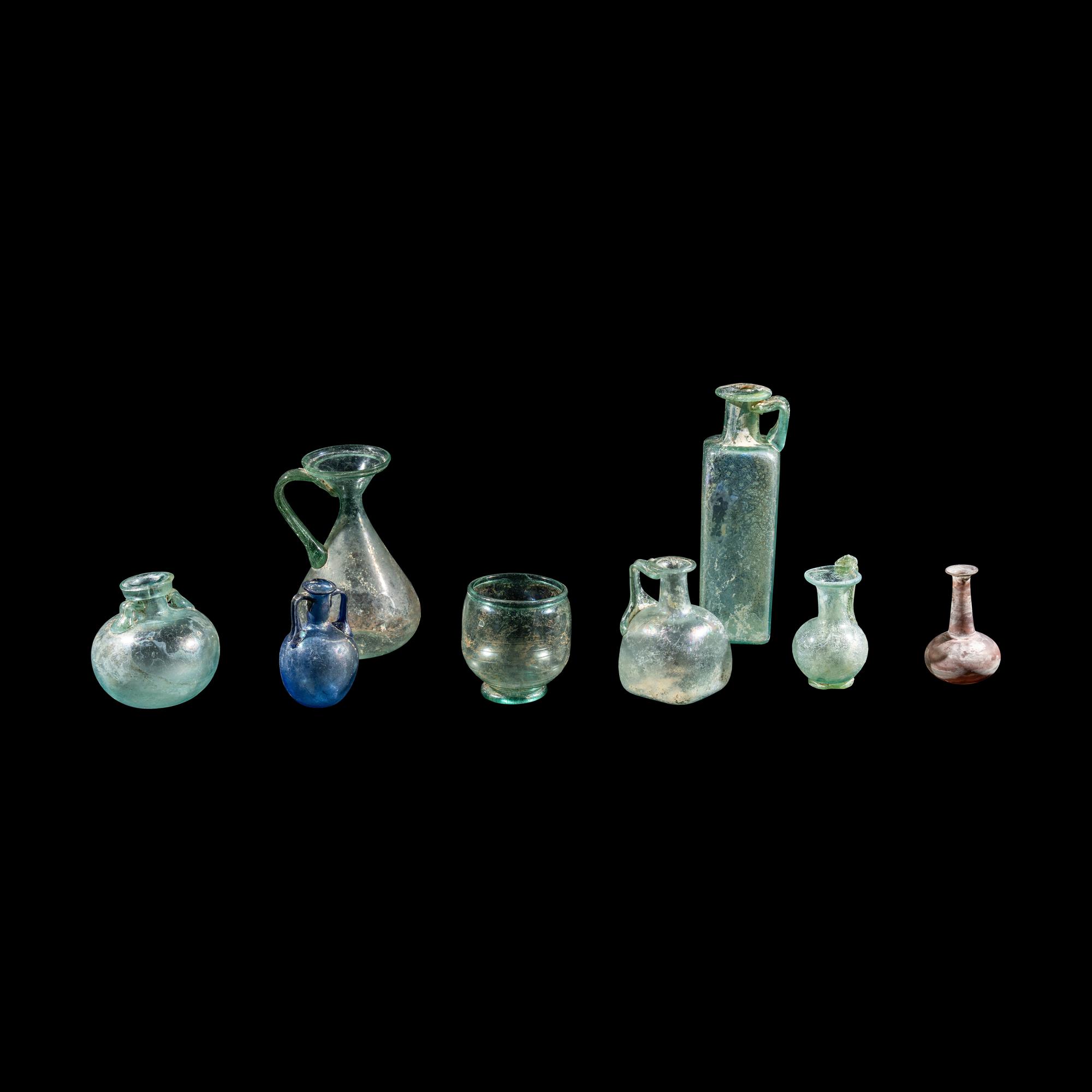 Eight Roman Glass Vessels