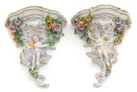 A Pair of Continental Porcelain Figures on Brackets — 19TH CENTURY