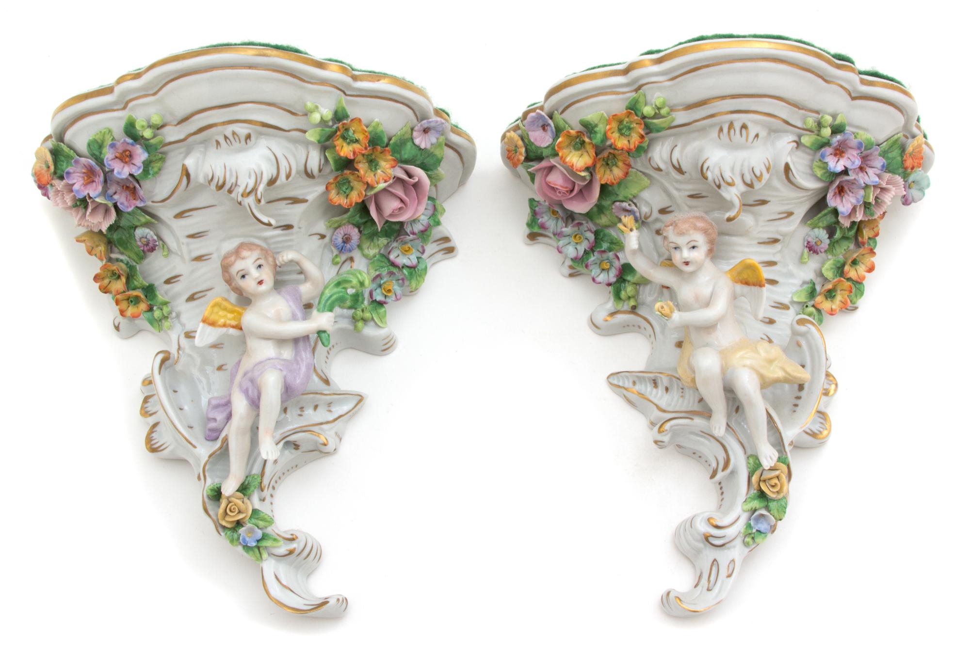 A Pair of Continental Porcelain Figures on Brackets — 19TH CENTURY