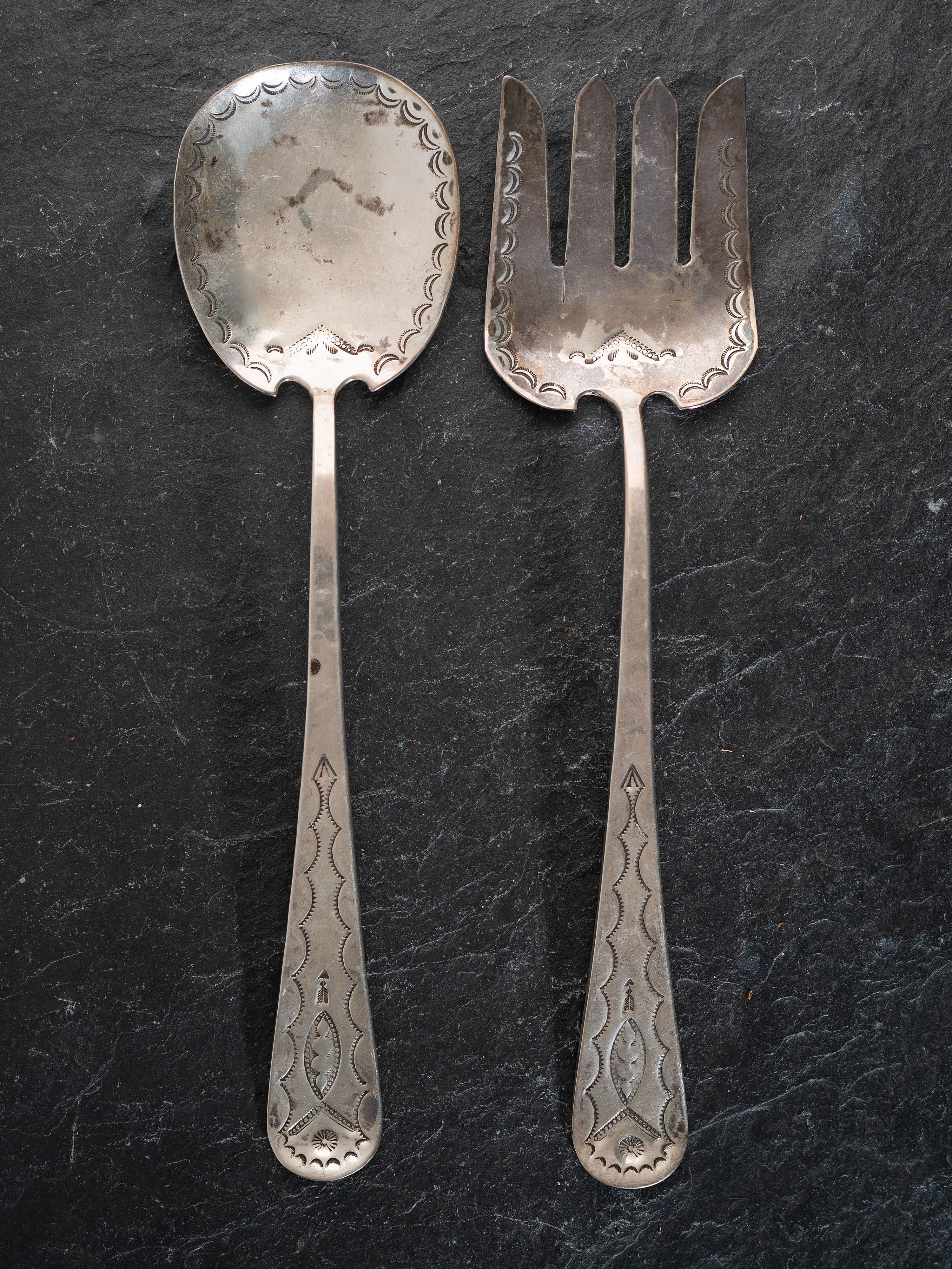 Navajo Heavily Stamped Salad Servers