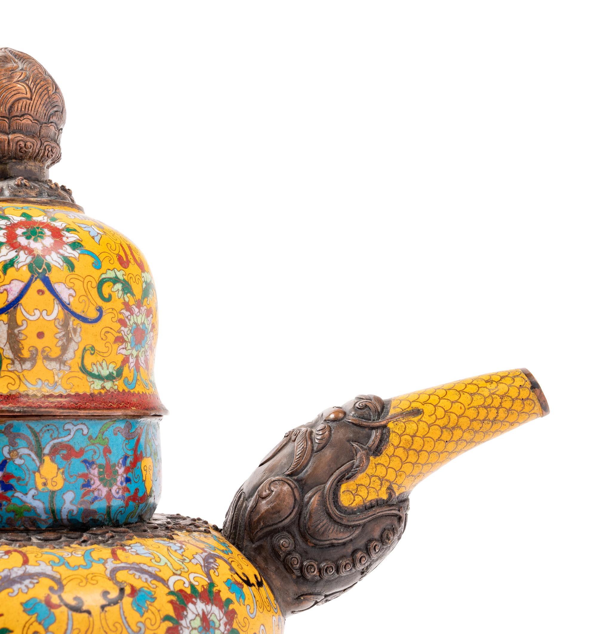 Three Chinese Yellow Ground Cloisonné Enameled Vessels