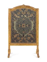 A Louis XVI Giltwood Fire Screen with a Silver-Thread Embroidered Panel