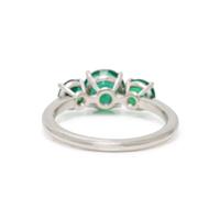 THREE STONE EMERALD AND WHITE GOLD RING