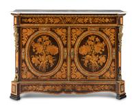 A Napoleon III Gilt Bronze Mounted Marquetry Marble-Top Meuble d'Appui