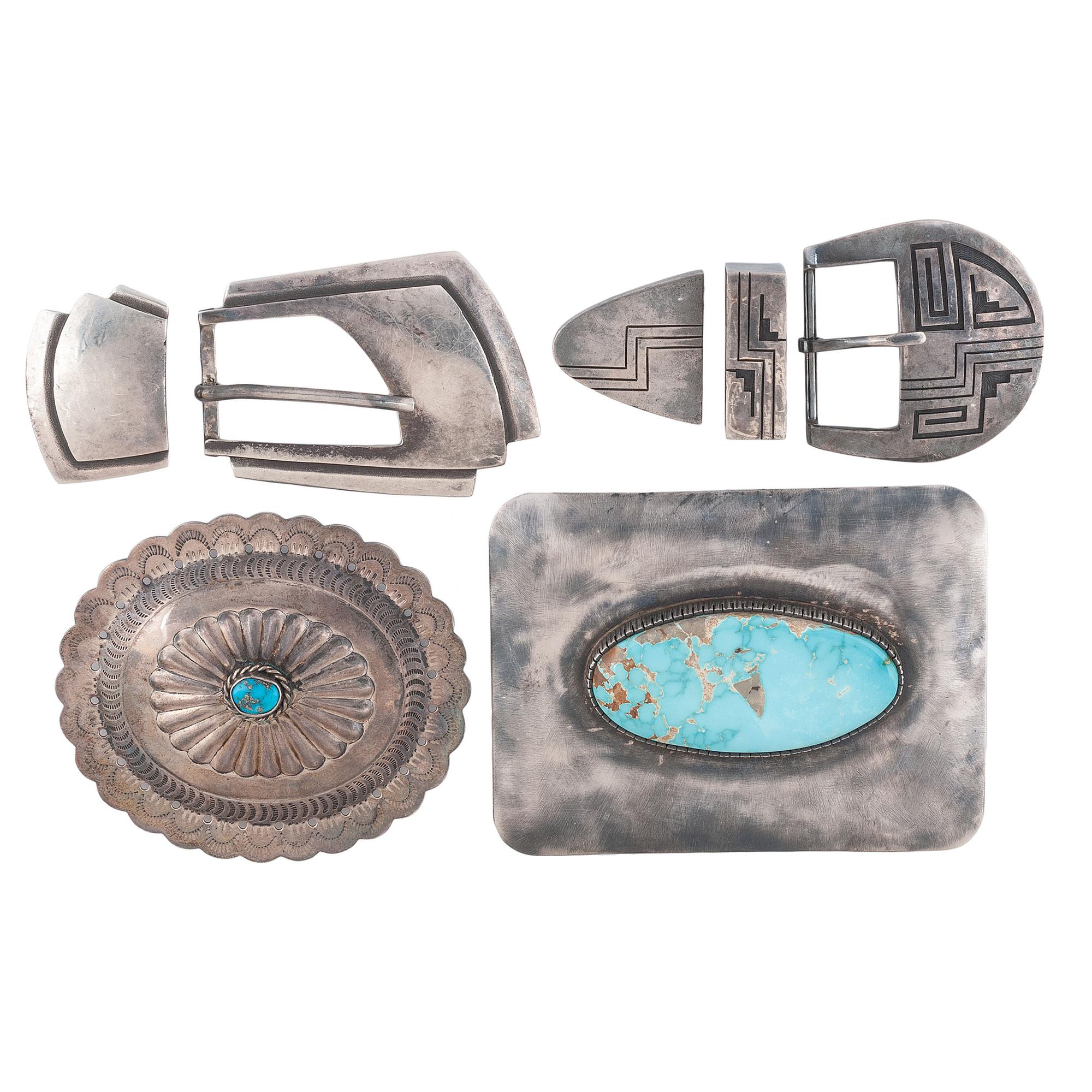 Group of Navajo and Hopi Belt Buckles and Ranger Sets