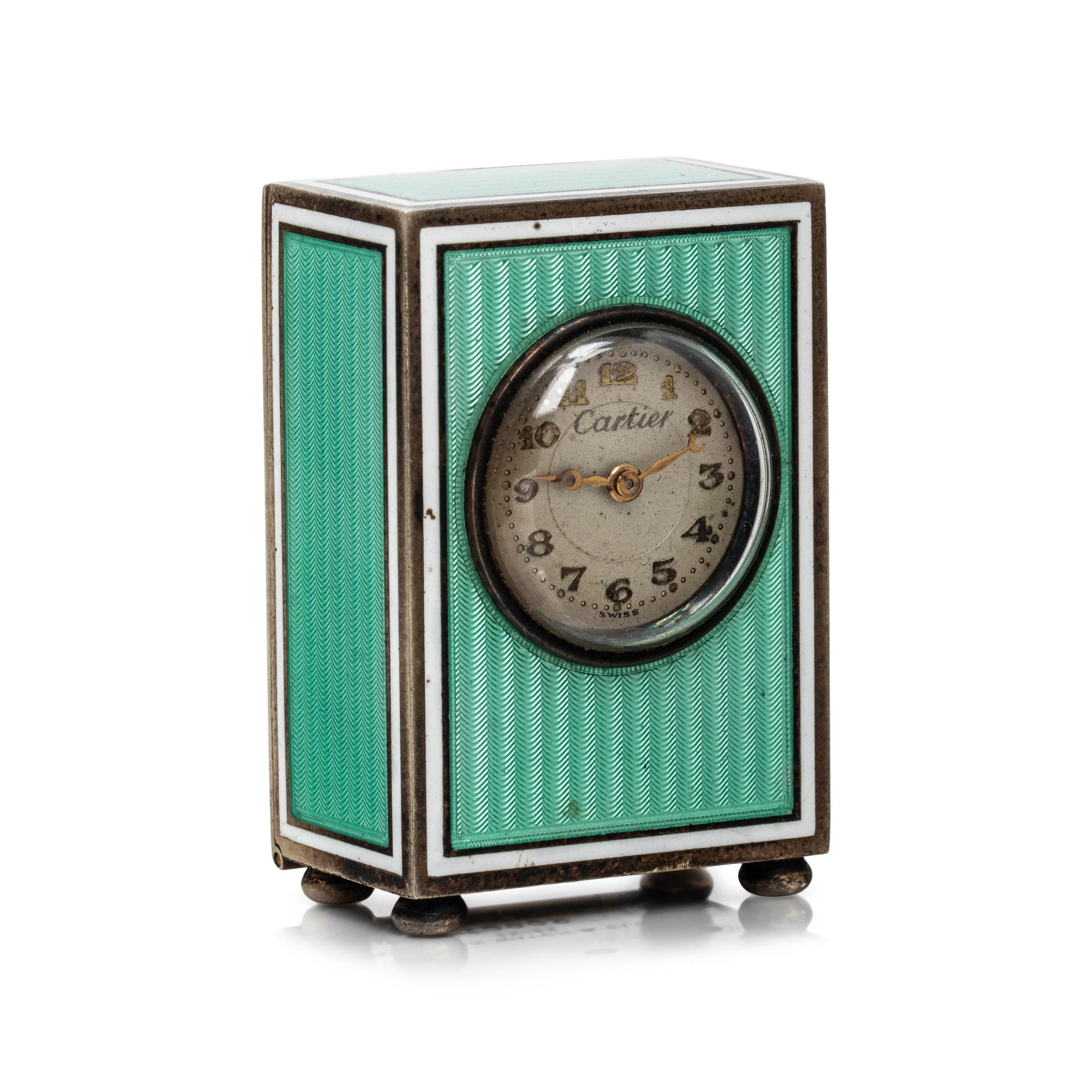 CARTIER, BELLE ÉPOQUE, ENAMEL MIGNONETTE DESK CLOCK
