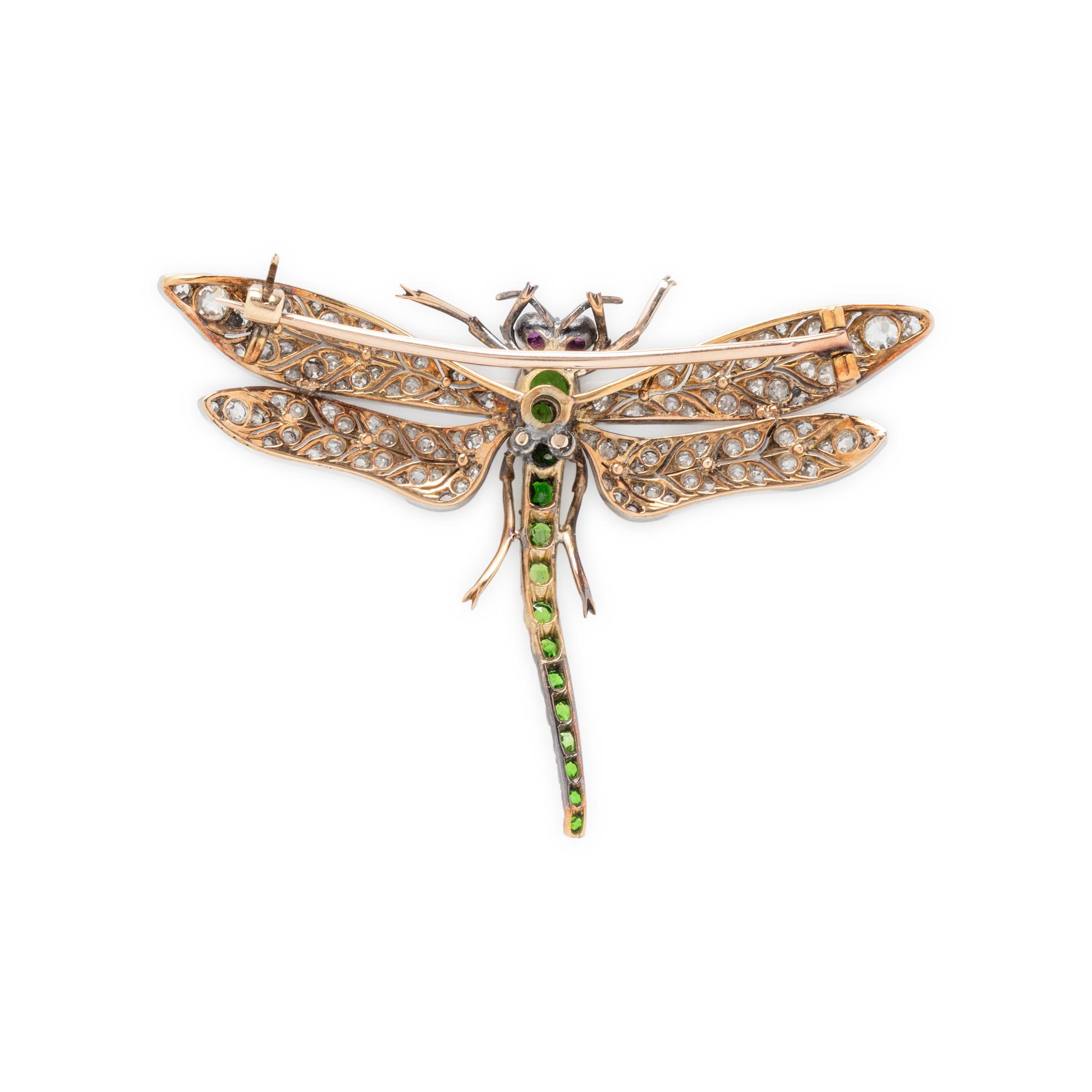 ANTIQUE, DIAMOND AND MULTIGEM DRAGONFLY BROOCH