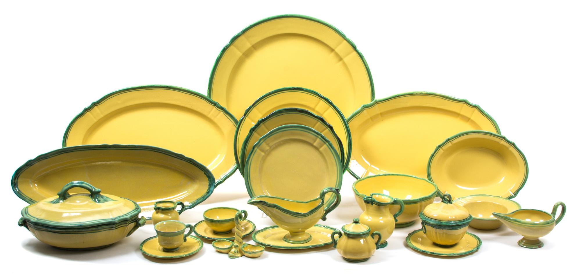 An Italian Glazed Ceramic Dinner Service Diameter of largest platter 19 inches. — 20TH CENTURY