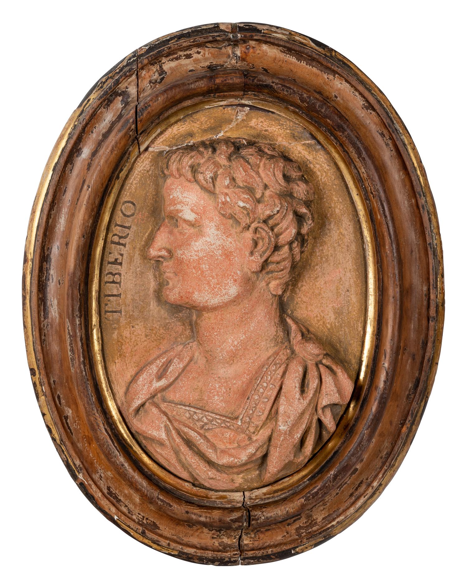 A Pair of Grand Tour Ceramic Bas Relief Plaques Depicting Roman Emperors