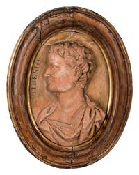 A Pair of Grand Tour Ceramic Bas Relief Plaques Depicting Roman Emperors