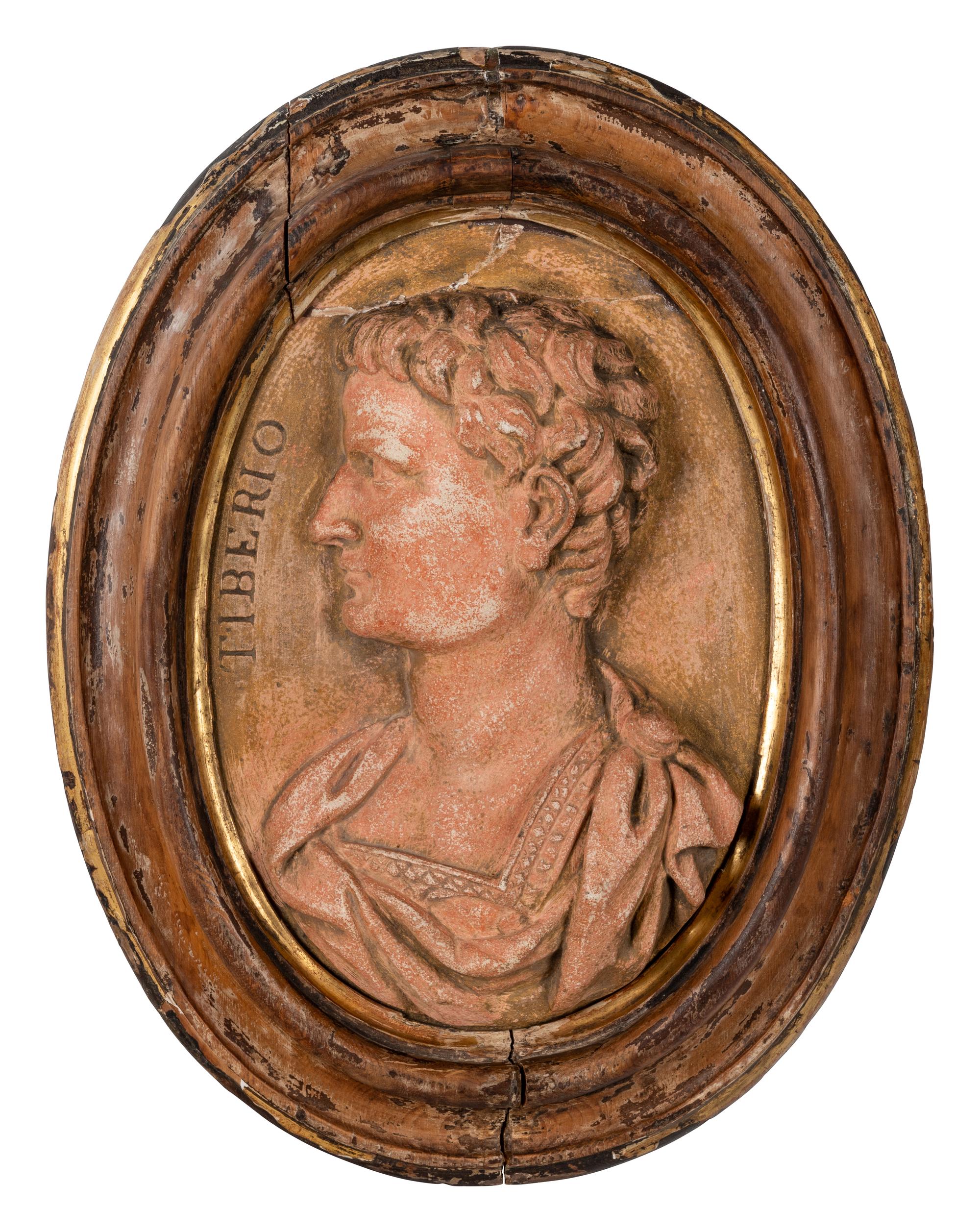 A Pair of Grand Tour Ceramic Bas Relief Plaques Depicting Roman Emperors