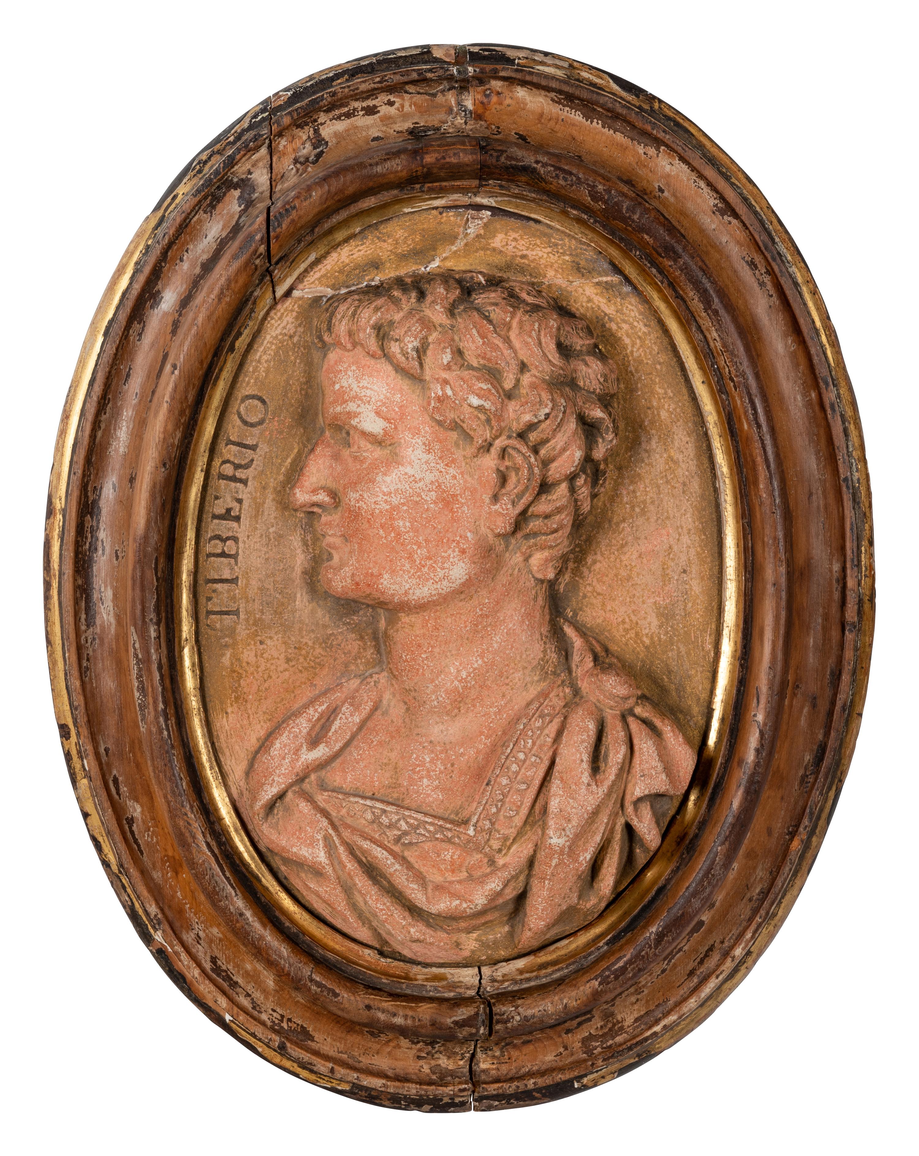 A Pair of Grand Tour Ceramic Bas Relief Plaques Depicting Roman Emperors