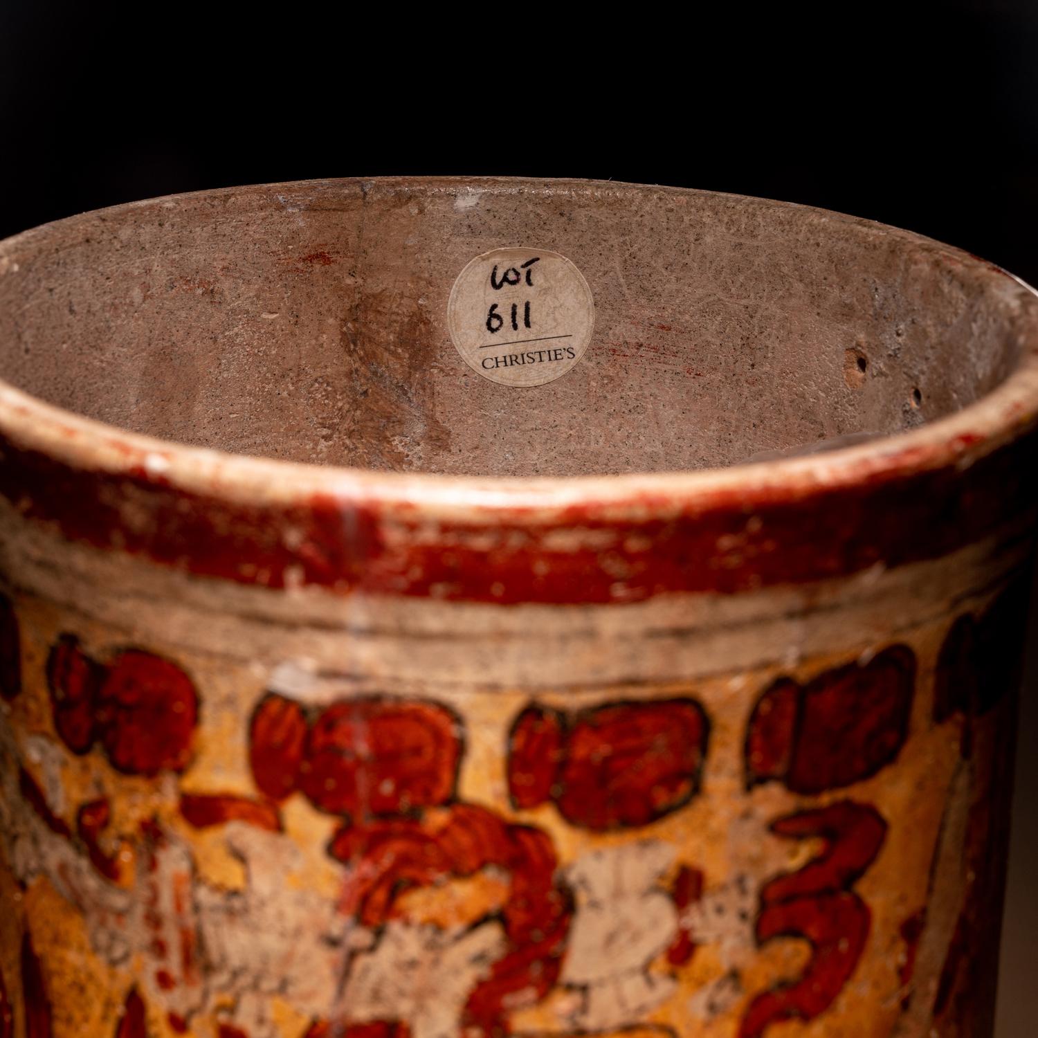 A Maya Polychrome Cylinder Vessel