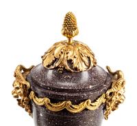 A Pair of Directoire Style Gilt Bronze and Marble Urn Ornaments