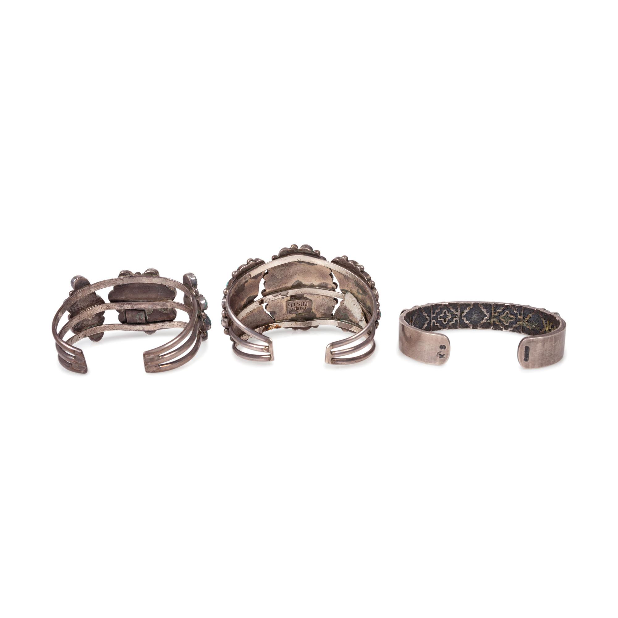 Navajo and Zuni Silver and Turquoise Cuff Bracelets