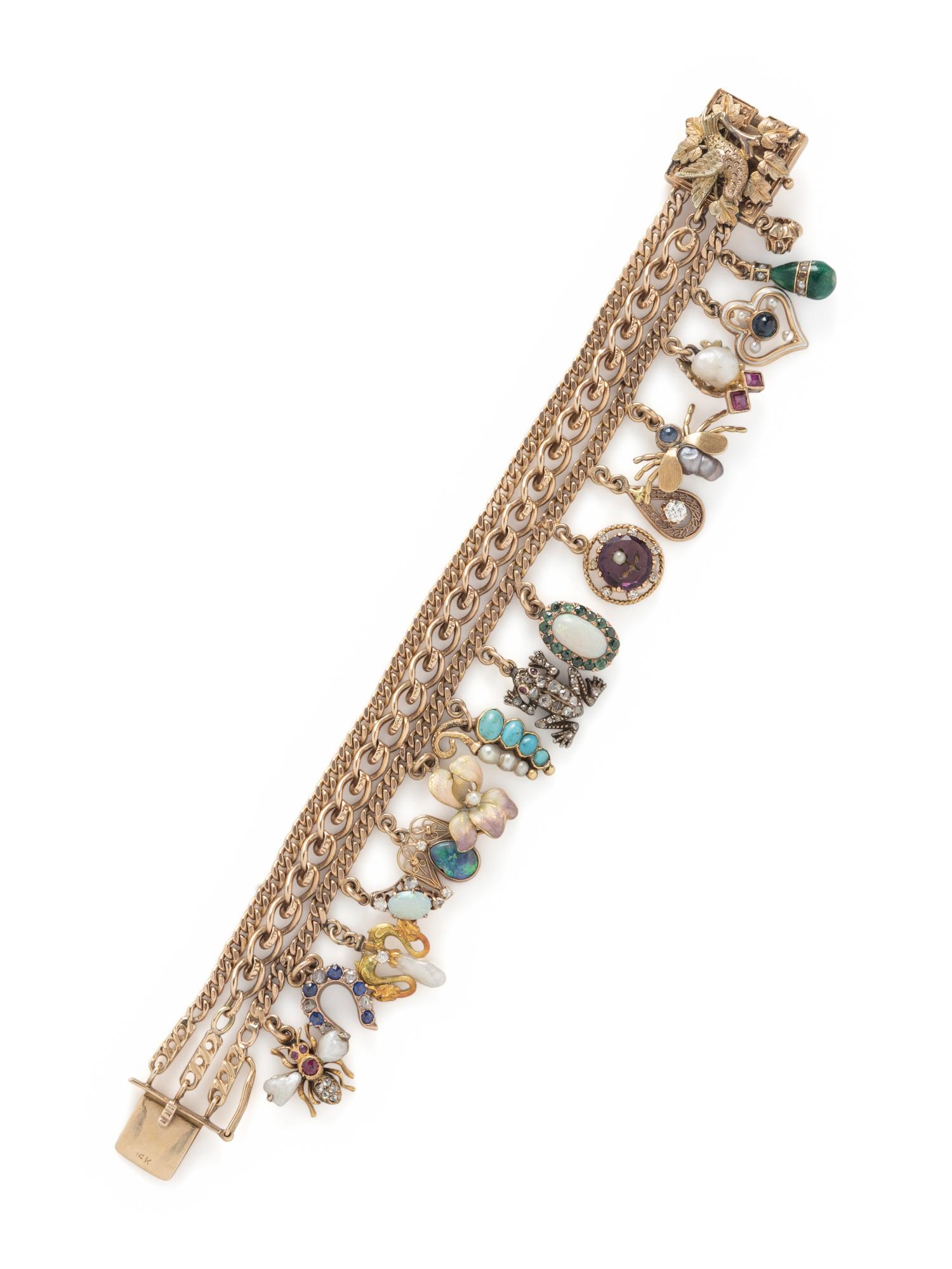 YELLOW GOLD CHARM BRACELET