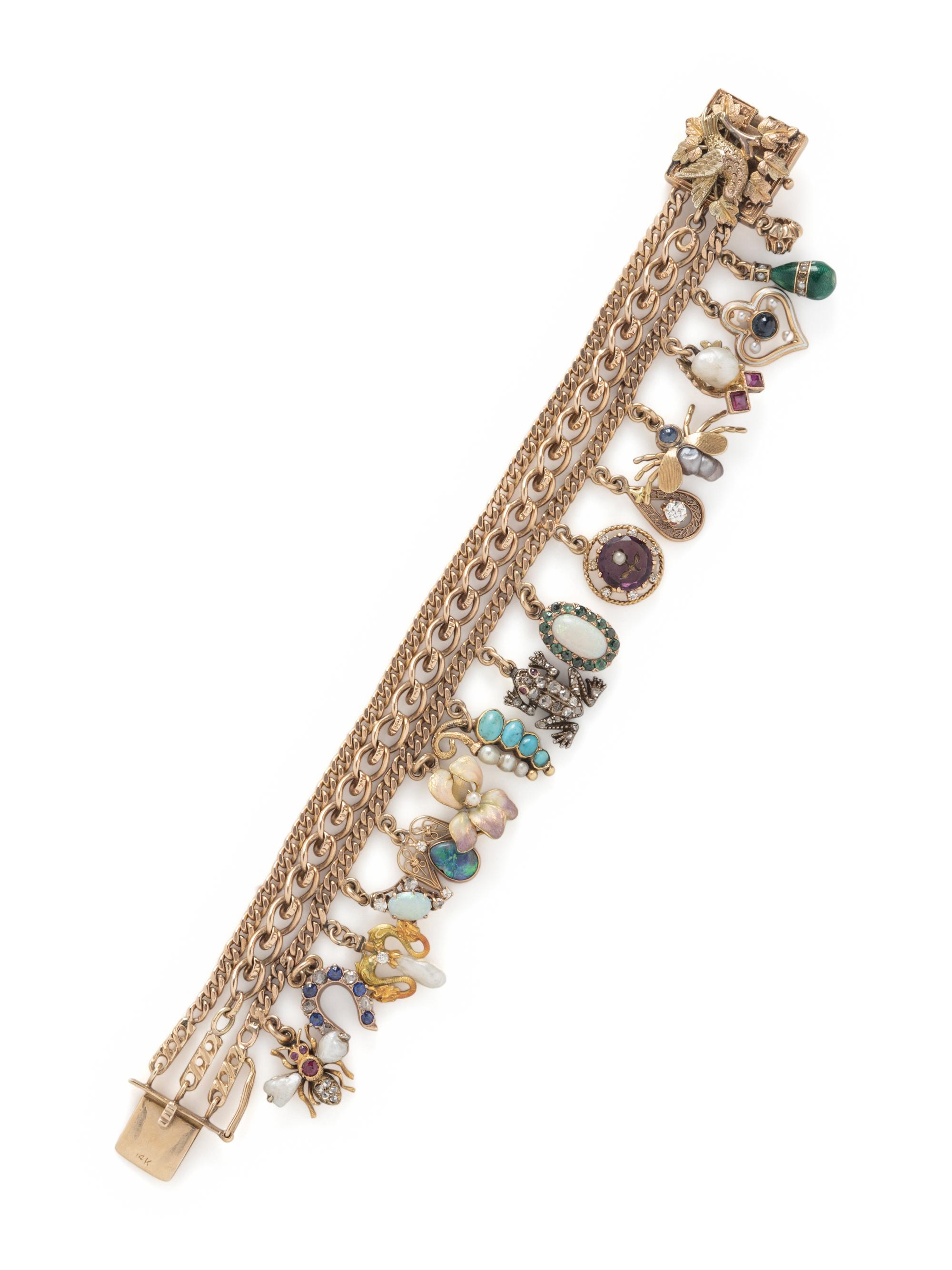 YELLOW GOLD CHARM BRACELET