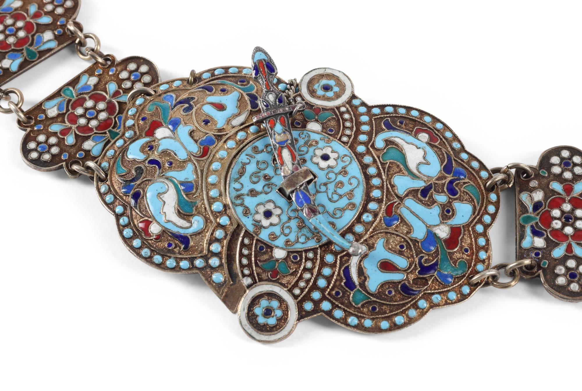 A Russian Silver and Enamel Belt