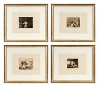 Four plates from Los desastres de la Guerra , (printed later)