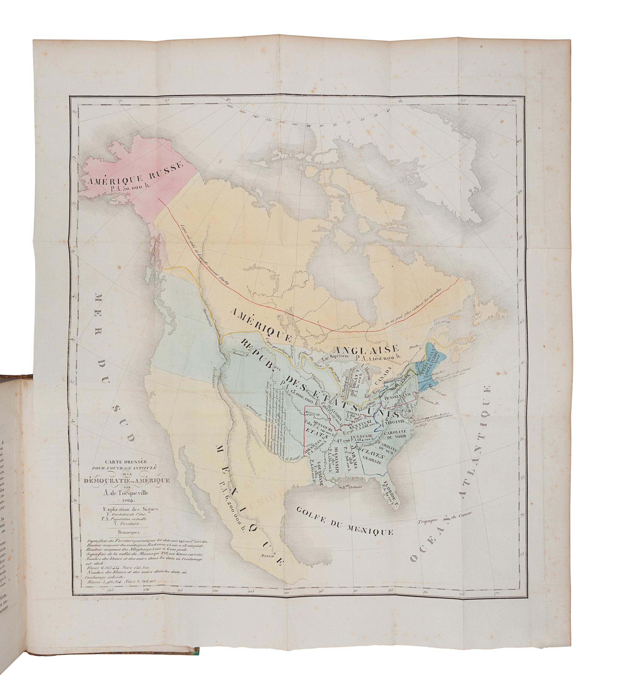 TOCQUEVILLE, Alexis de (1805-1859). De la Démocratie en Amérique . Paris: Bourgogne and Martinet for Charles Gosselin, 1835-1840.