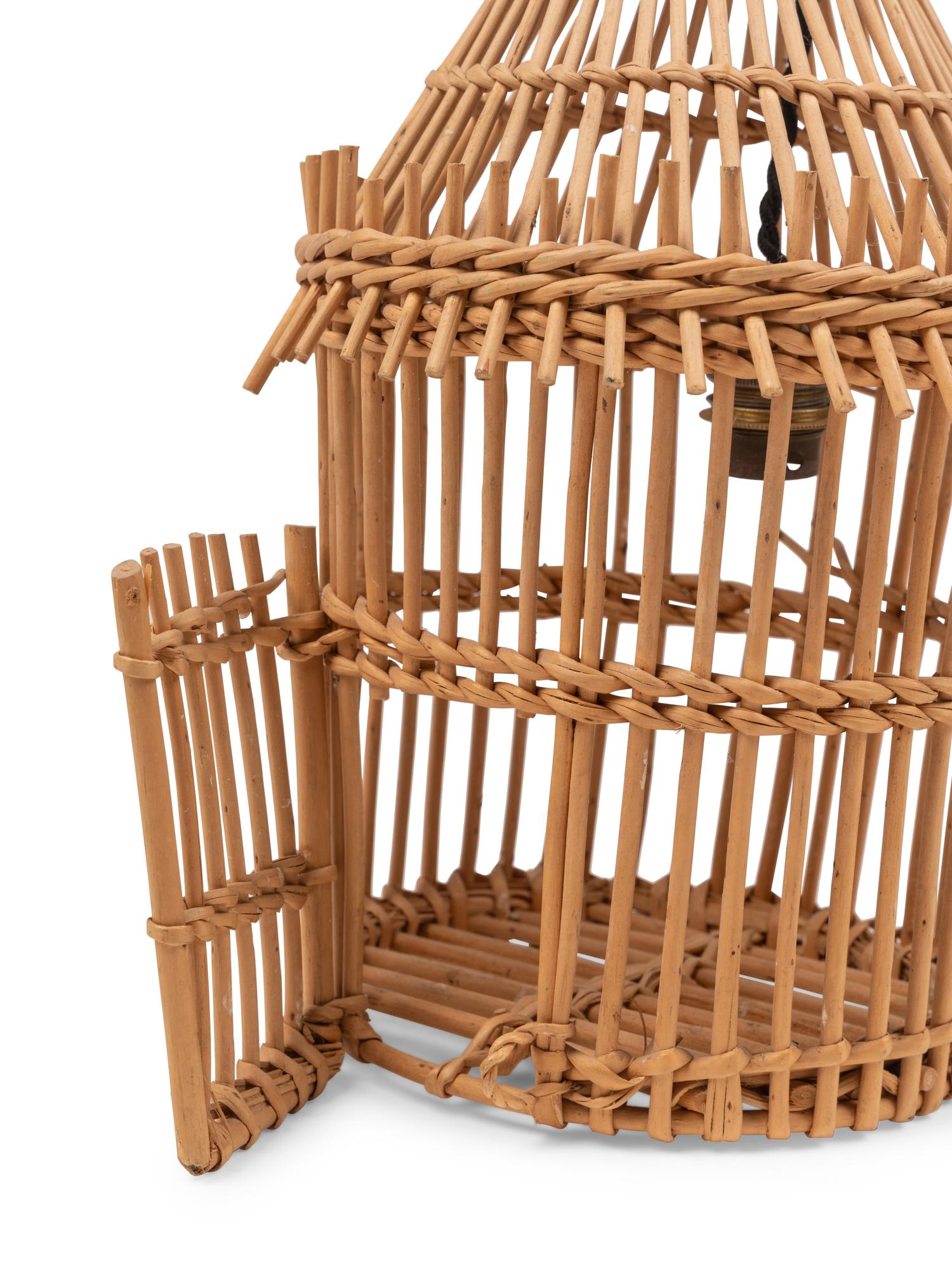 A Small Rattan Bird Cage Wired as a Pendant Light Fixture