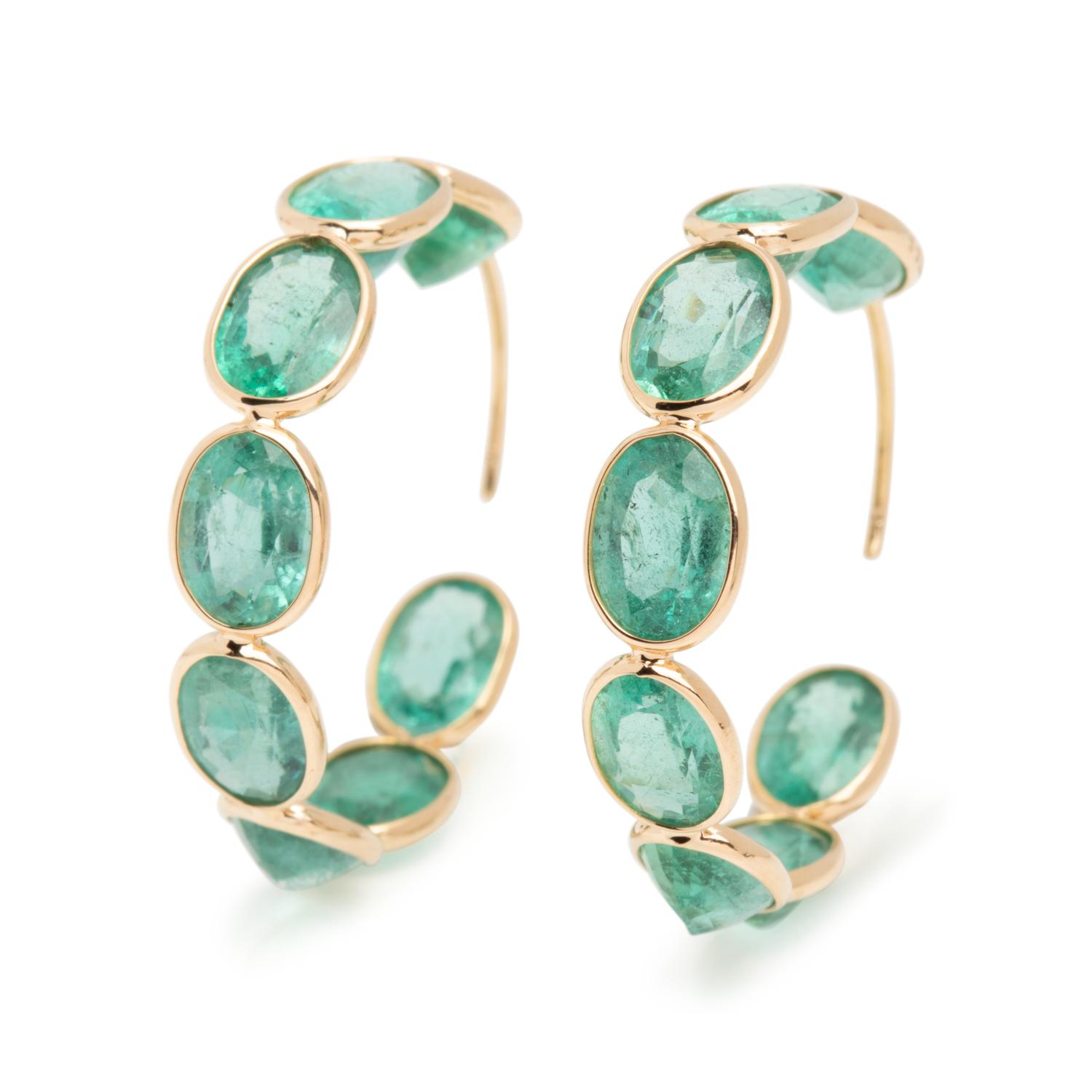 EMERALD HOOP EARRINGS