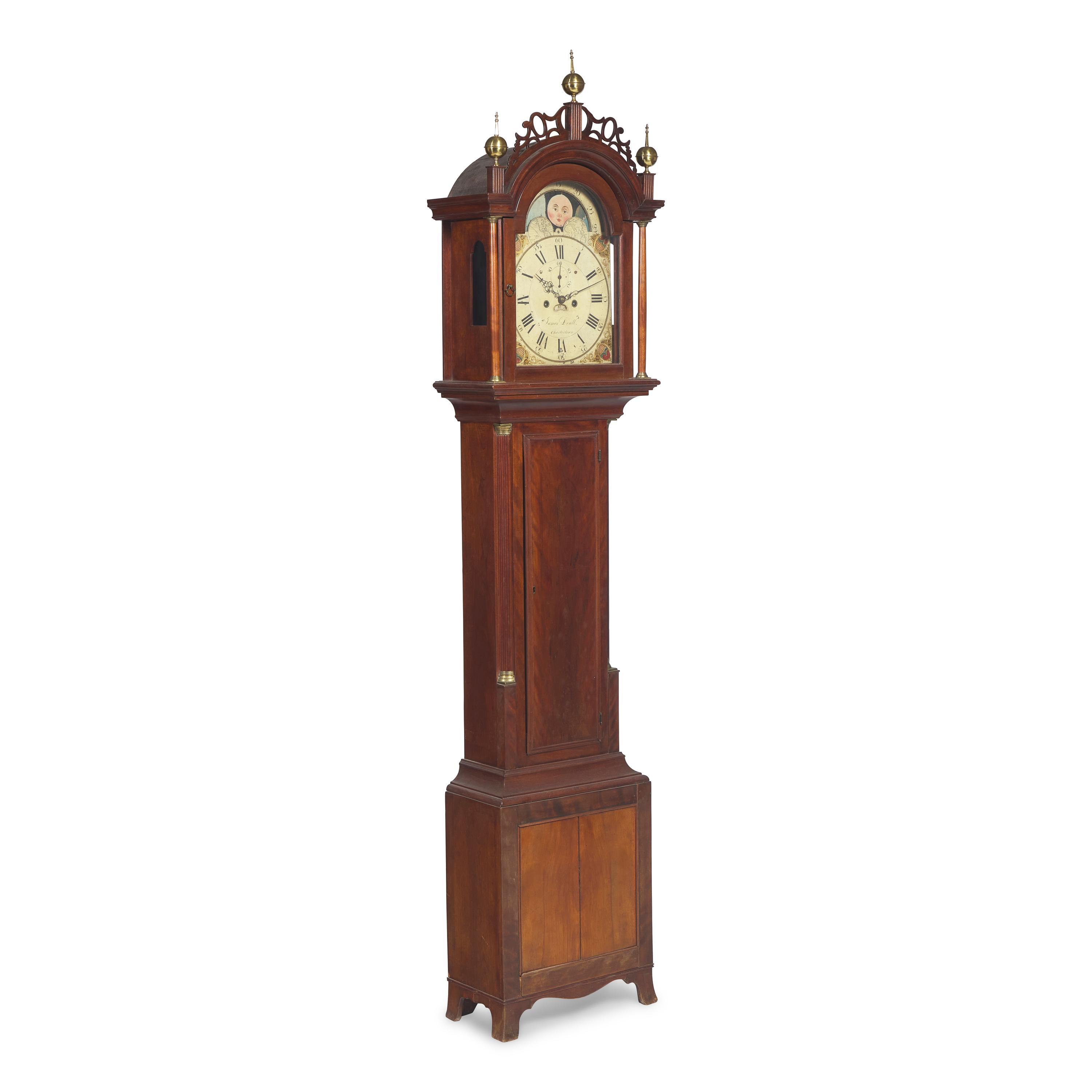 A Rare Federal Birch Tall Case Clock