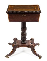 A Regency Rosewood Tea Poy Height 29 1/2 x width 19 1/2 x depth 15 1/4 inches. — FIRST HALF 19TH CENTURY