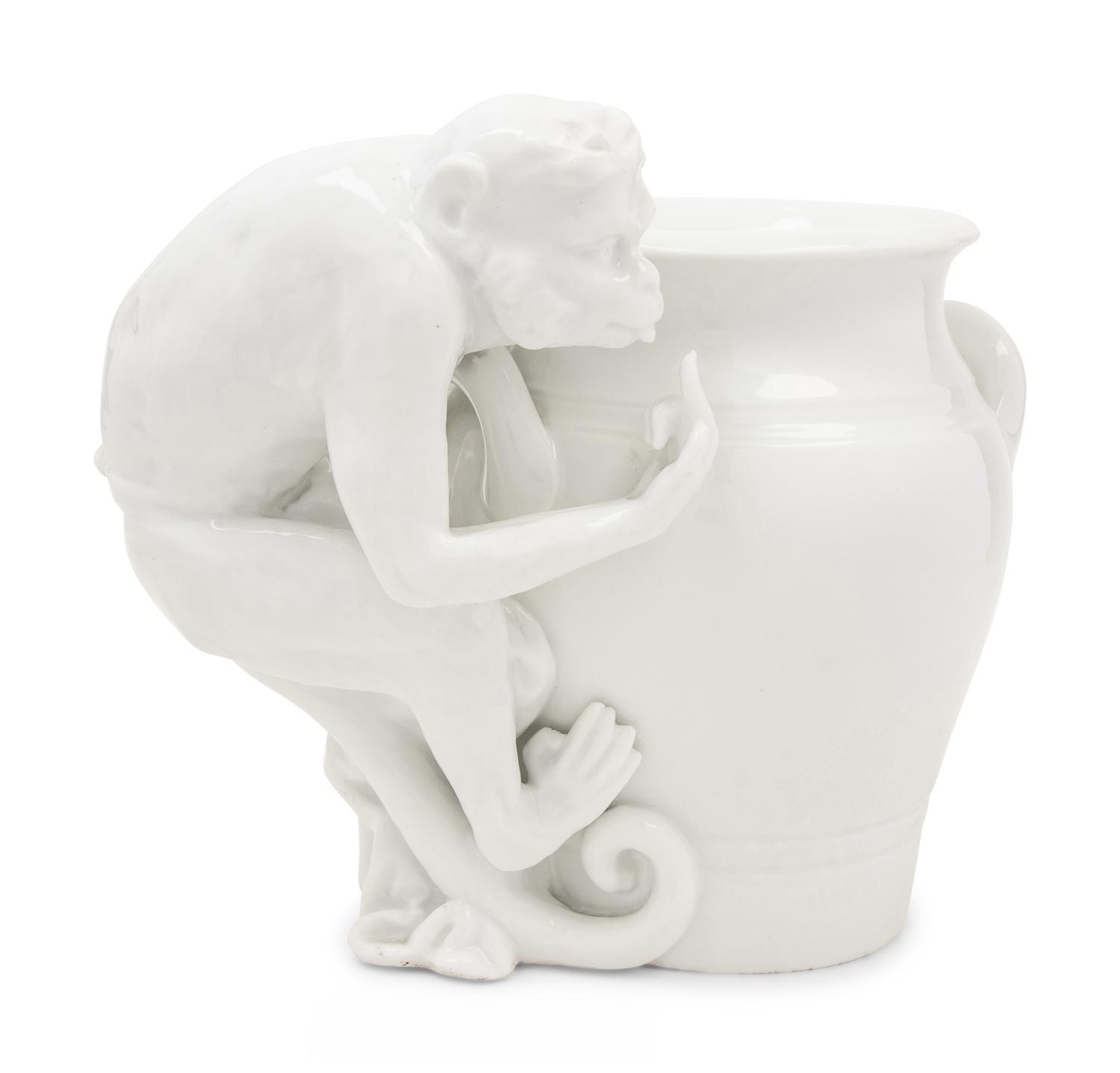 A Meissen White Glazed Porcelain Vase
