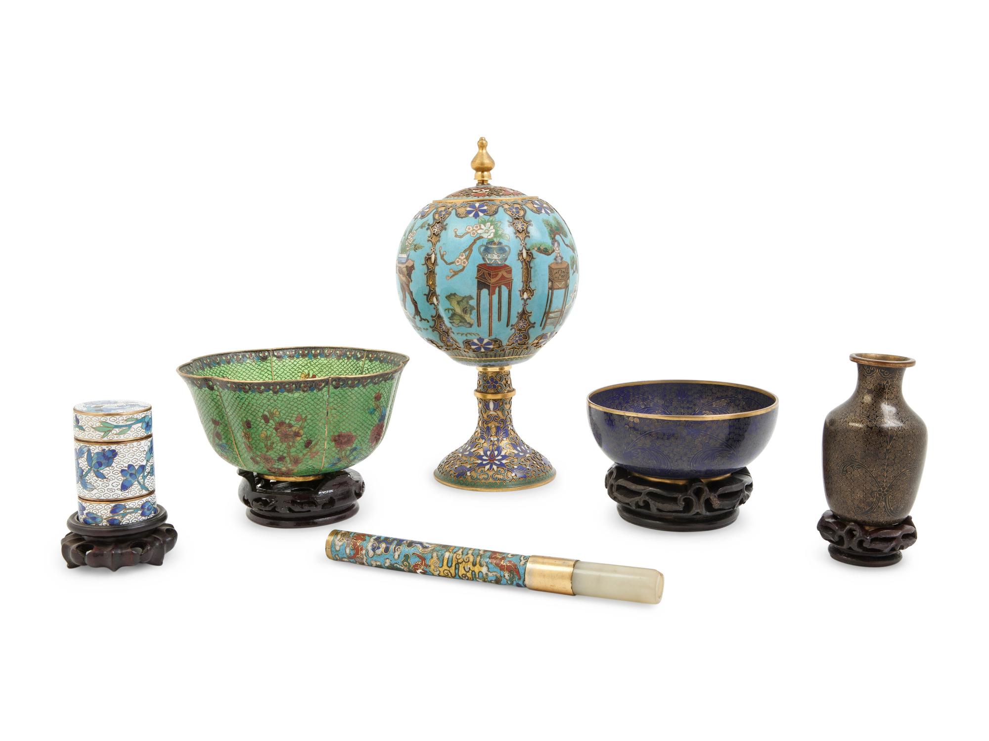 Five Chinese Cloissoné Enameled Articles