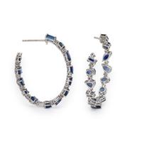 RIU, Sapphire, Diamond, and White Gold Inside Out Oval Hoop Earrings