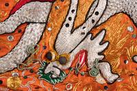 Two Chinese Orange Ground Embroidered Silk Theatrical Robes and A Cape